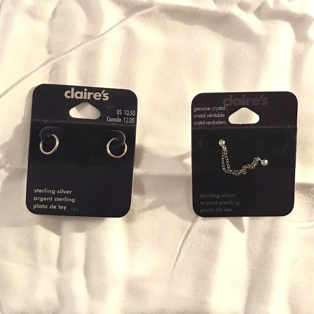 NWT Claire’s Sterling Silver Earrings